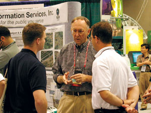 Jack Dangermond getting feedback from users at UC2001