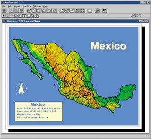 ArcView 3.3 map of Mexico; click to see enlargement