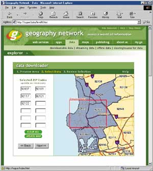 Geography Network screen shot, click to see enlargement