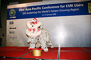 traditional Chinese lion dancing performance