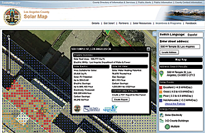 Solar Map shows rooftop suitability for solar panels and electric and gas savings per year. 