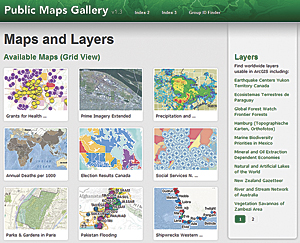 The Public Maps Gallery template is designed for ArcGIS Online users who want to showcase their maps.