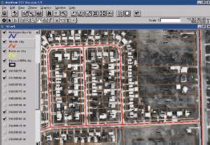 screen shot with aerial photo of neighborhood being analyzed