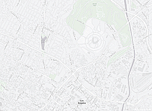 At larger scales, the Light Gray Canvas map reveals more features.