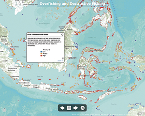 The data demonstrates that coral reefs in Southeast Asia are the most threatened in the world.
