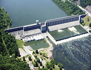 Bluestone Dam, a concrete gravity dam located on the New River