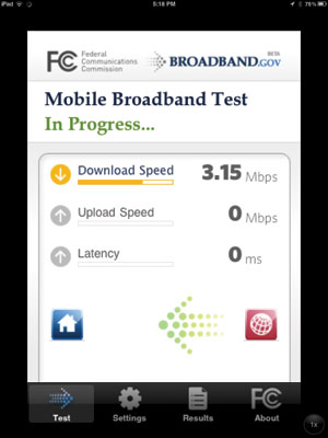 The FCC Speed Test measures the quality and speed of a consumer broadband connection.