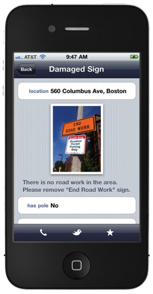 Citizens can report a broken sign problem.