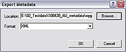 Export Metadata menu
