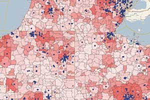 bank branches plotted