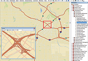 Collapse Road Detail, one of the new generalization tools, provides the right level of detail for roads as the map scale changes.