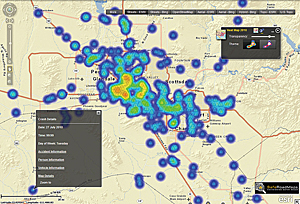 This heat map shows at a glance where concentrations of fatalities have occurred.