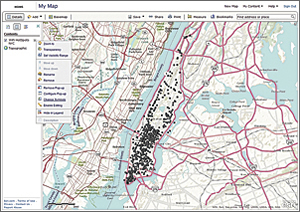 After creating a new map on ArcGIS Online, drag WiFi_HotSpots_NYC.gpx onto the map.