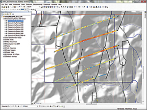 Export the geocoding results as a feature class in the Geophysics geodatabase. Add it back to the map, apply symbology using a layer file, and make seven copies of the layer.