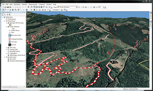 A 3D view of the Walker Valley ORV area is displayed in ArcGlobe.