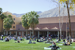 DevSummit attendees take a break from the technical sessions in Palm Springs, California.