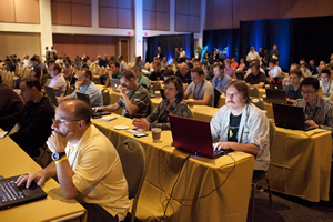 The plenary session attracts a large crowd.