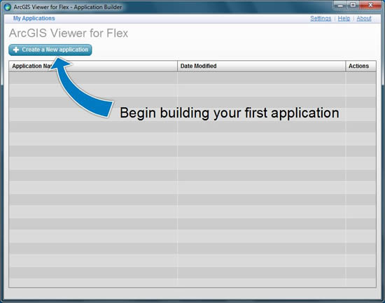 View previously created applications or create new ones all in one window.