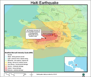 USGS map shows extend of earthquake damage