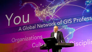 Esri president Jack Dangermond shares his vision for geospatial technology during the Esri UC.