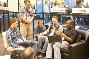 People share ideas and talk about solutions at the DevSummit.