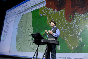 The Plenary Session features many demonstrations of Esri geospatial technology.