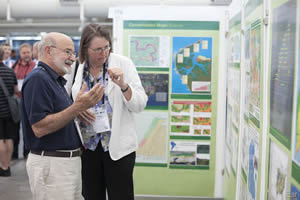 The Map Gallery is a popular stop for Esri UC attendees such as Professor Carl Steinitz, the author of the soon-to-be released Esri Press book A Framework for Geodesign.