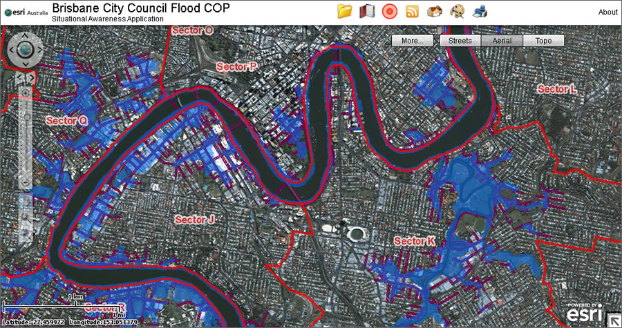 brisbane city flood maps Esri Arcwatch June 2011 Online Maps Give Australian City brisbane city flood maps