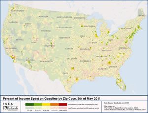 A study of how much disposable income Americans spend on gasoline purchases.