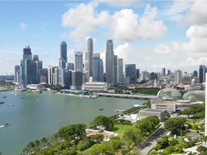 photo of Singapore city and harbor, click to enlarge