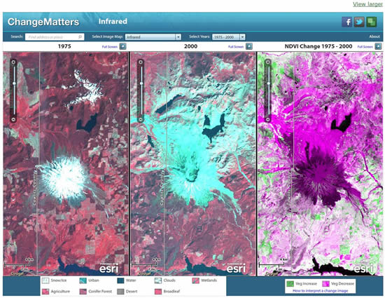 map of imagery from different years side by side