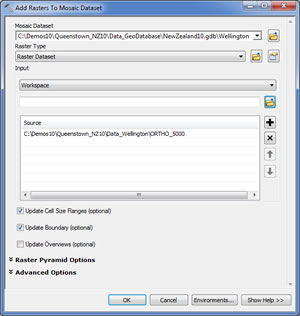 Add Rasters To Mosaic Dataset Tool, see enlargement