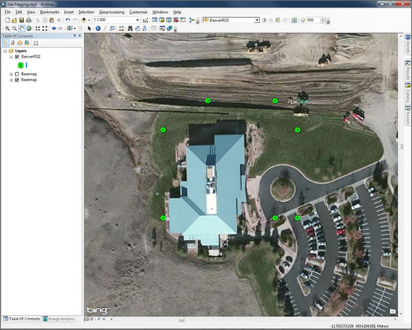 Digital photos are copied internally into a point feature class and represented in your maps.