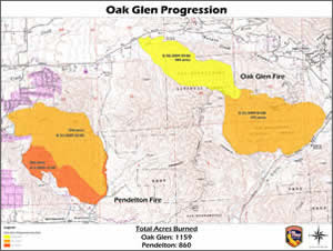 Oak Glen fire progression map