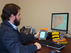 Chad Minteer, mobile GIS software solutions manager for Elecdata,  works with the maps in Sentinel GIS.