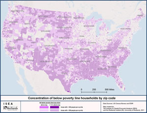 concentration of below poverty line households by zip code