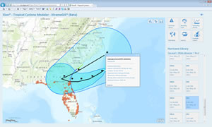 You can view real-time information via ArcGIS Online such as this advisory about Tropical Storm Beryl, which made landfall in Jacksonville Beach, Florida in May 2012.