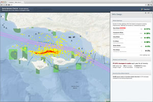 Using SeaSketch, whale conservationists can show the nominal cost of rerouting shipping lanes away from whale migration areas.