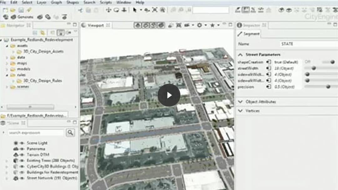 Zrzut ekranu aplikacji CityEngine