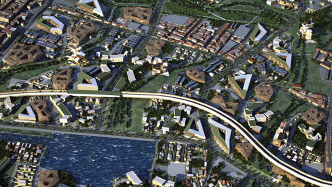 Вид с воздуха на Марсель в CityEngine